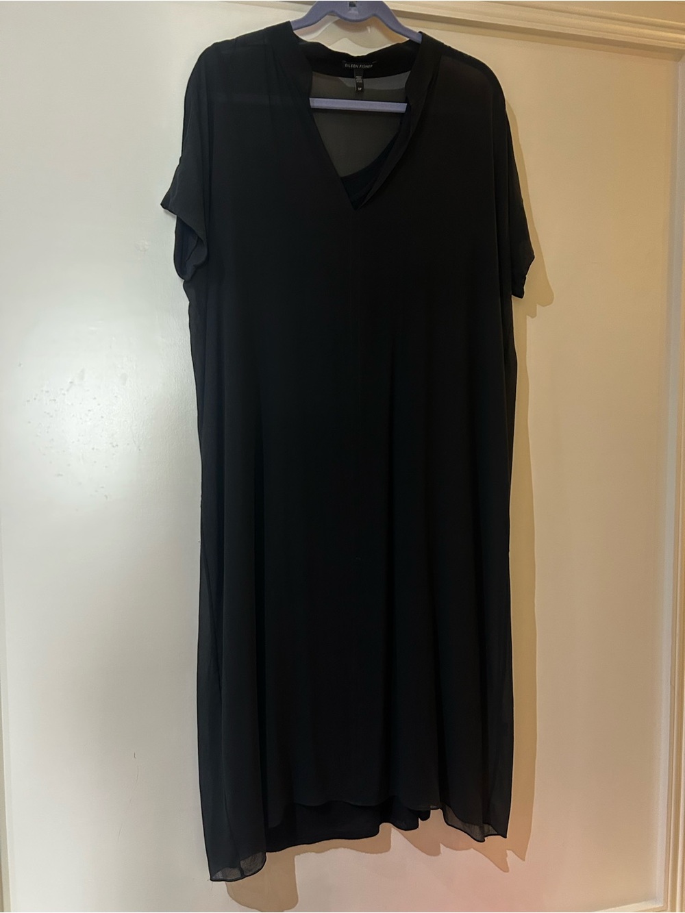 Eileen Fisher Black V‑Neck Midi Dress
